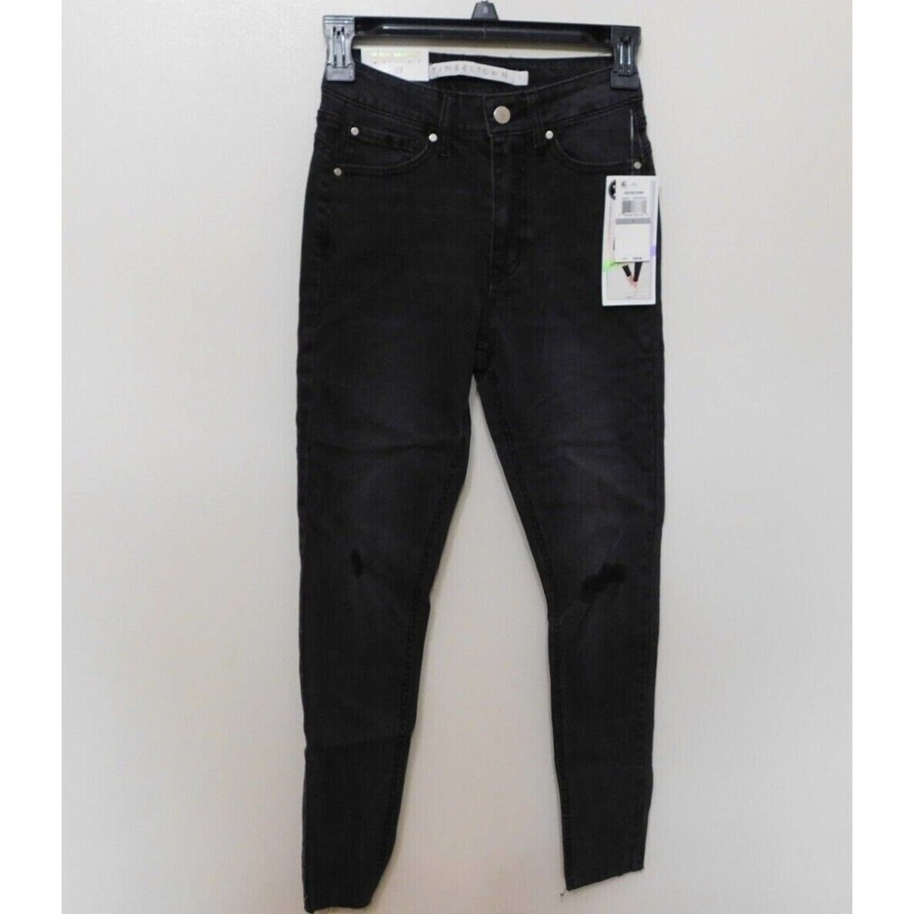 𝅺JR471 Tinseltown Black High Rise Distressed Skinny Jeans Size 1